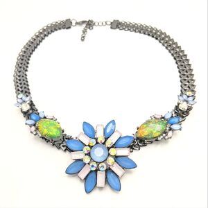 Iridescent Flower Statement Necklace